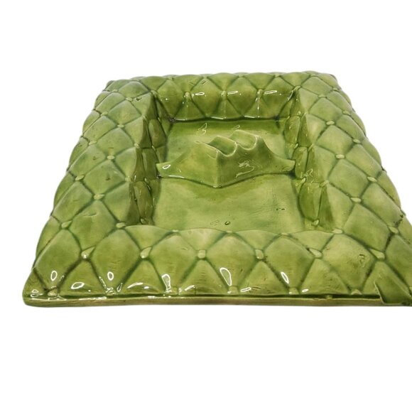 Vintage MCM Large handcrafted Rectangle Ceramic Ashtray with quilted pattern in - Picture 2 of 3